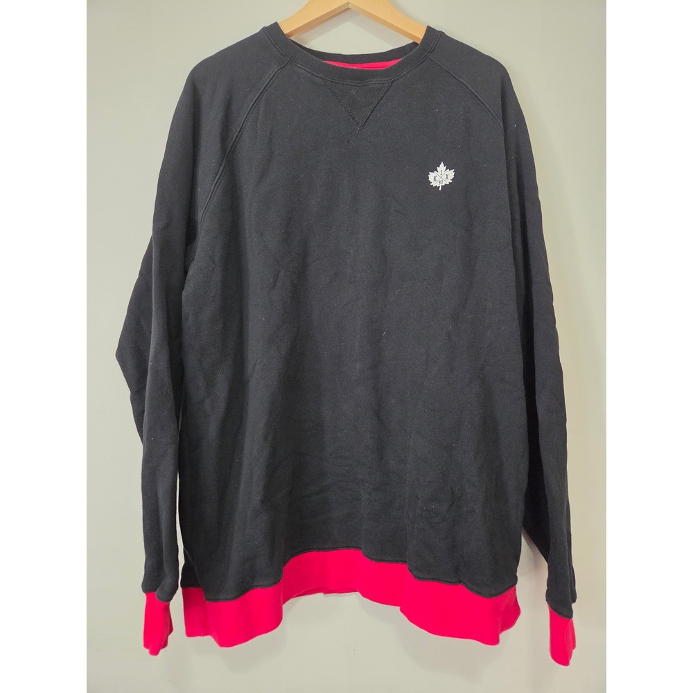 K1X Park Authority Mens 2XL Sweatshirt Black Red Contrast Raglan Crewneck Fleece